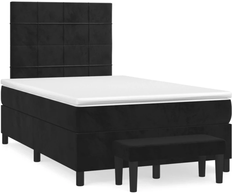 Κρεβάτι Boxspring με Στρώμα Μαύρο 120x190 εκ. Βελούδινο Μαύρο 3270471