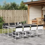 Σετ Τραπεζαρίας Κήπου 9 τεμ. Λευκός από Textilene με Μαξιλάρια Λευκό 3295105