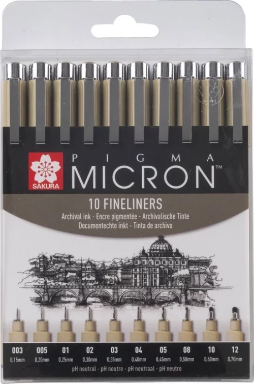 SAKURA PIGMA MICRON FINELINERS σετ 10 τεμαχίων