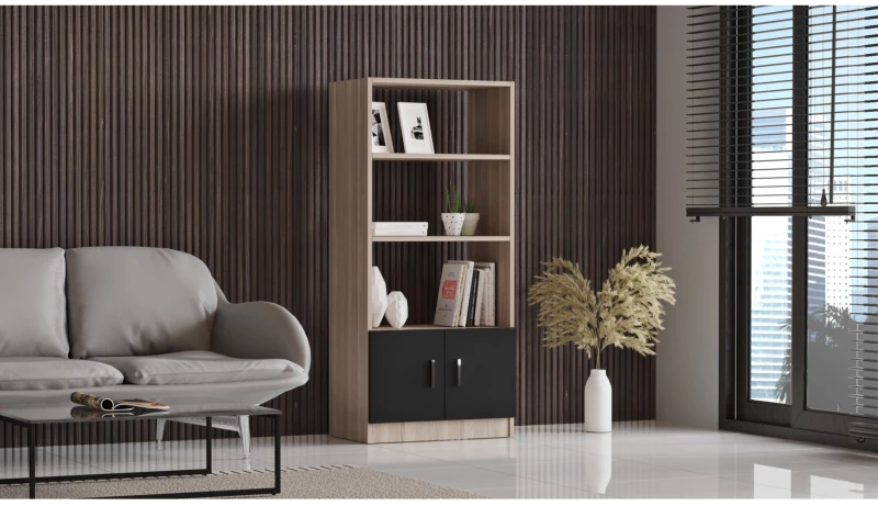 Βιβλιοθήκη ArteLibre EDGWARE Οξιά/Μαύρο Μοριοσανίδα 63.6x37.6x140cm
