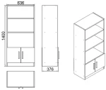 Βιβλιοθήκη ArteLibre EDGWARE Οξιά/Μαύρο Μοριοσανίδα 63.6x37.6x140cm