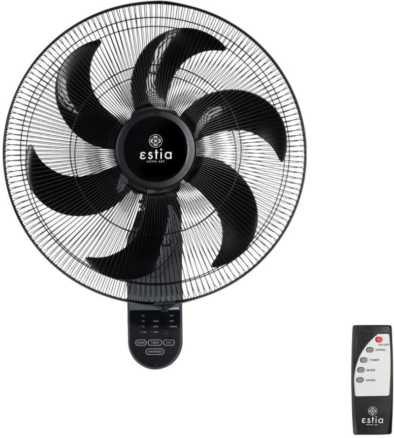 Ανεμιστήρας Επιτοίχιος Bow 45cm 75W Μαύρος Με Τηλεχειριστήριο