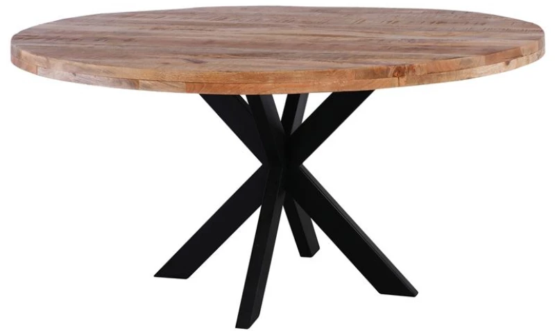 Τραπέζι LIZARD Μέταλλο/Ξύλο Φυσικό/Μαύρο Φ150cm H.78cm