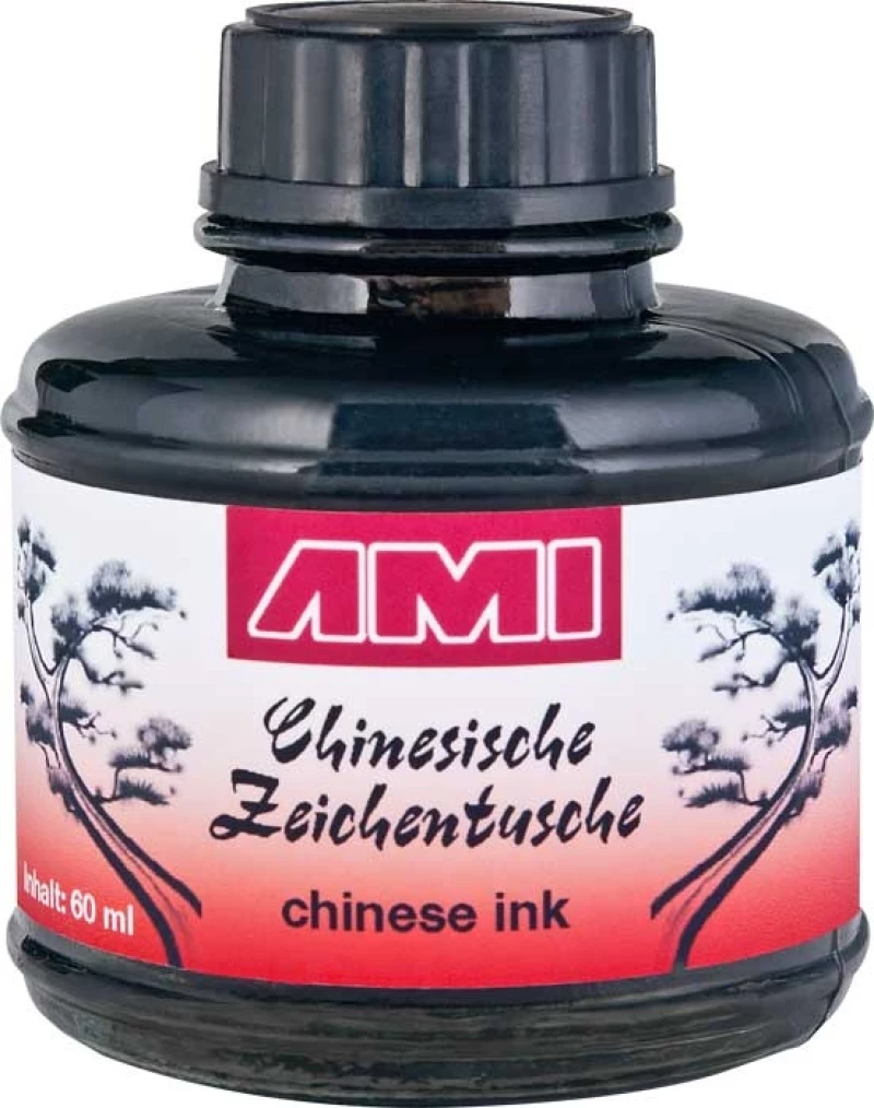 Σινική μελάνη μαύρη MALZEIT 60ml, γυάλινη φιάλη, 578009