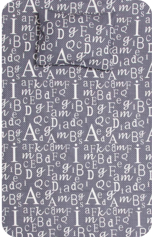 Σετ Σεντόνια Μονά 2τμχ (160x240) Γράμματα Γκρι βαμβακερά Borea