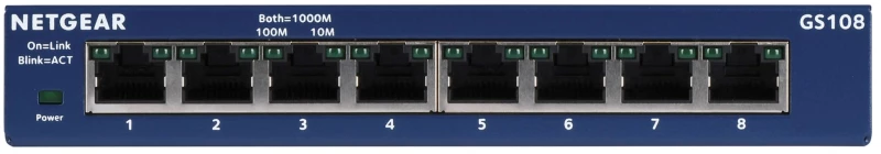 NETGEAR GS108GE network switch Unmanaged Gigabit Ethernet (10/100/1000) Blue