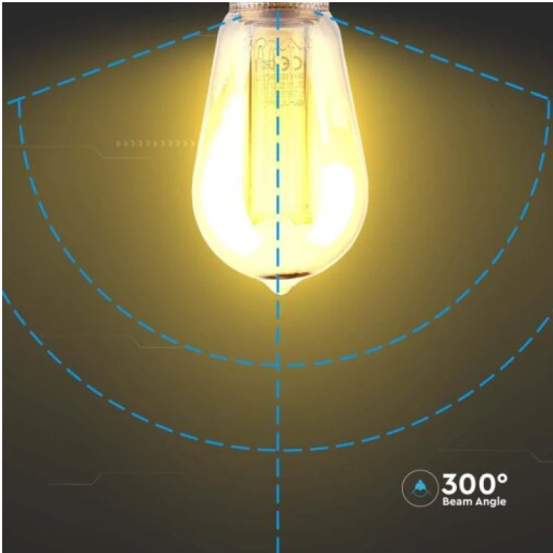4W ST64 LED ART FILAMENT BULB-AMBER GLASS 1800K E27