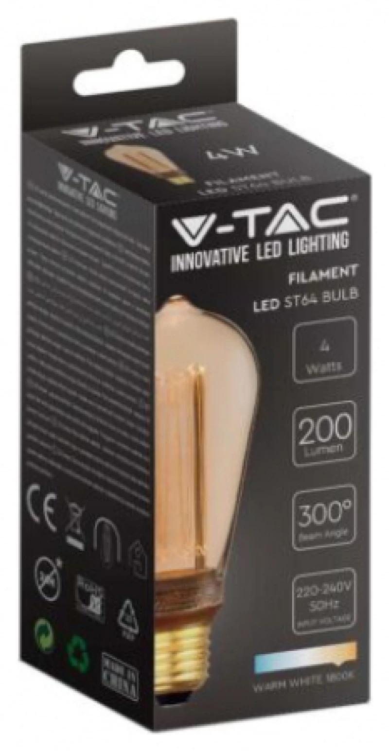 4W ST64 LED ART FILAMENT BULB-AMBER GLASS 1800K E27