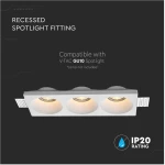 V-TAC Γύψινη Χωνευτή Βάση Σποτ για 3xGU10 LED Ορθογώνια Άσπρη 6765