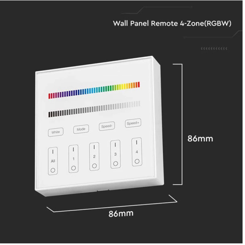 V-TAC Επιτοίχιο Controller Αφής WiFi 4 Ζωνών για Ταινίες LED RGB+W Άσπρο 2917