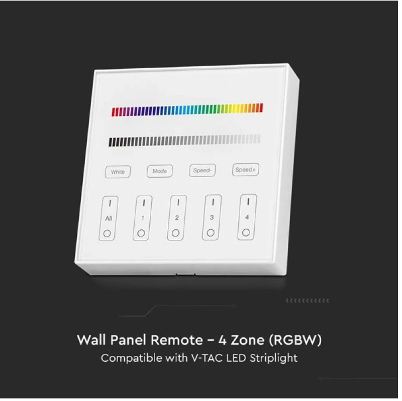 V-TAC Επιτοίχιο Controller Αφής WiFi 4 Ζωνών για Ταινίες LED RGB+W Άσπρο 2917