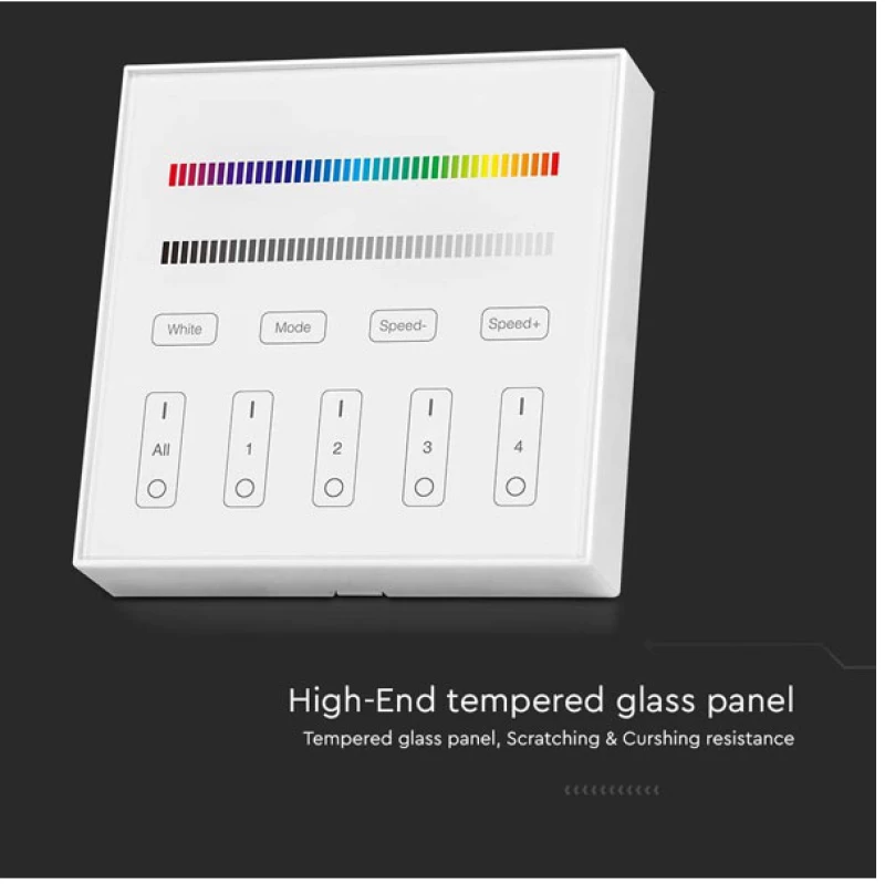V-TAC Επιτοίχιο Controller Αφής WiFi 4 Ζωνών για Ταινίες LED RGB+W Άσπρο 2917