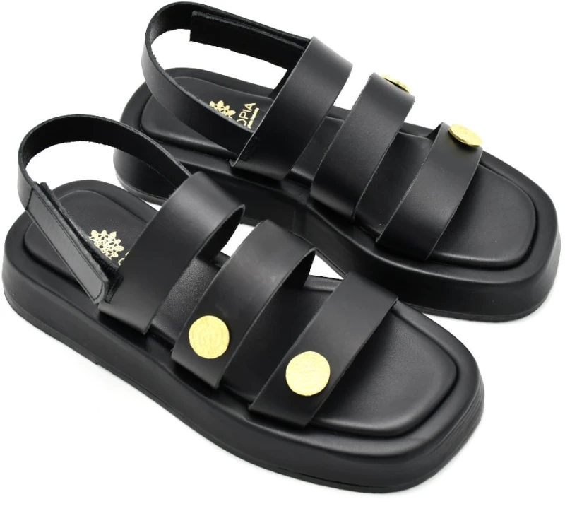 Flatforms Γυναικείες σε μαύρο δέρμα