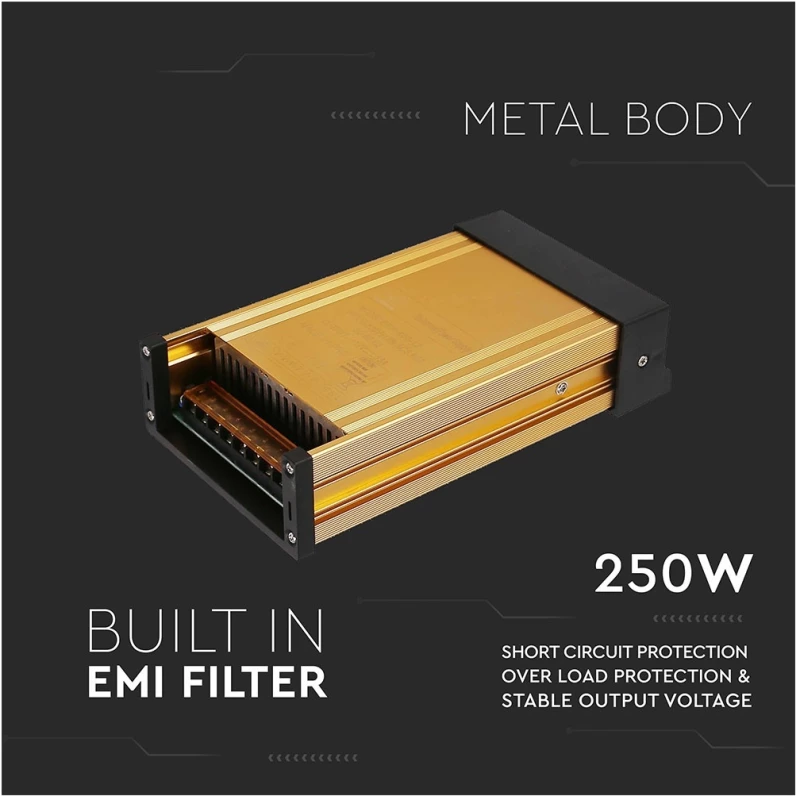 V-TAC Τροφοδοτικό Μεταλλικό/Πλαστικό IP45 DC:12V 250W 3232