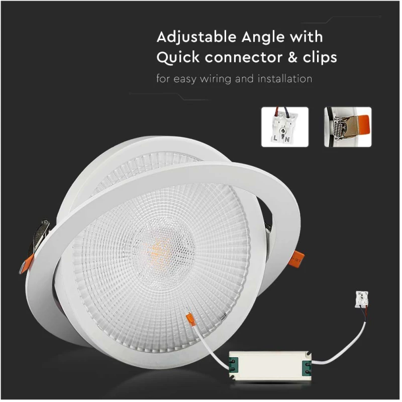V-TAC Στρογγυλό Χωνευτό LED Panel Ισχύος 20W με Θερμό Λευκό Φως 21842