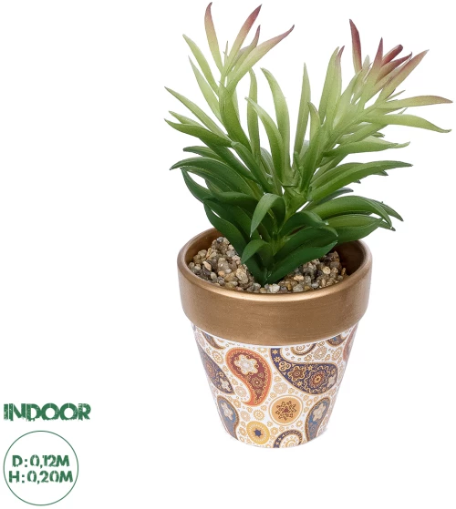 GloboStar® Artificial Garden SUCCULENT CRASSULA POTTED PLANT 21046 Διακοσμητικό Φυτό Κρασούλα  Φ12 x Υ20cm