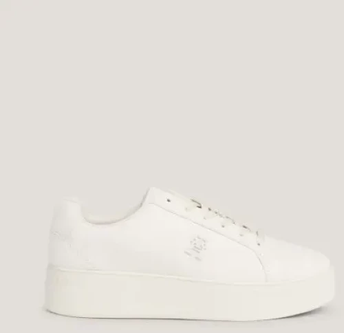 Tommy Hilfiger - Γυναικεία Δερμάτινα Sneakers Platform Court Nubuck FW0FW07912-YBL Εκρού