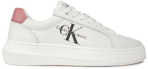 Calvin Klein - Γυναικεία Δερμάτινα Sneakers Chunky Cupsole Mono Wn YW0YW00823-02S Λευκό