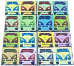 Σετ σουβέρ χειροποίητα 4 τεμάχια pop art Volkswagen λεωφορείo