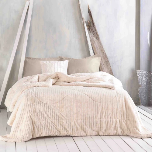Shabby εκρού κουβερτοπάπλωμα 220x240 εκ
