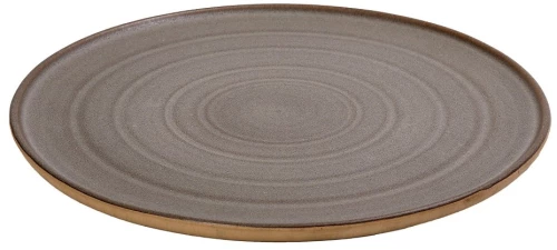 Calabria Beige κεραμικό ρηχό πιάτο σε ανθρακί απόχρωση με πλαίσιο σε μπεζ χρώμα σετ έξι τεμαχίων 29x1 εκ