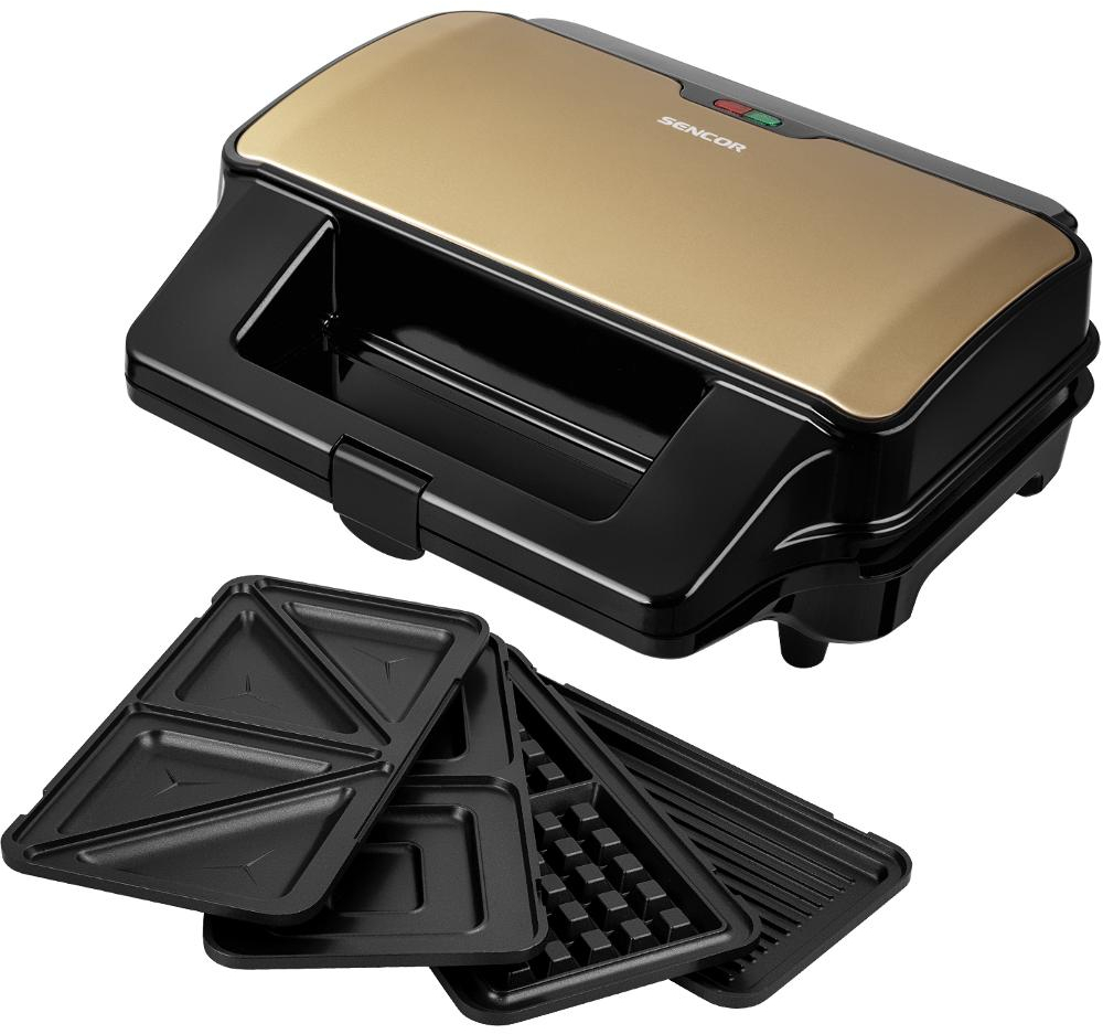 Τοστιέρια με 4 Αποσπώμενες Πλάκες CoolTouch Sencor SSM 9977CH Χρυσαφί