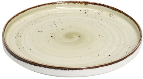 Ρηχό πιάτο φαγητού Terra Green step πορσελάνινο σε πράσινο χρώμα σετ των δύο τεμαχίων 30 εκ