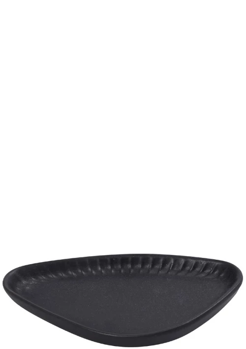 Gobi Black Sand χειροποίητο πορσελάνινο πιατάκι τριγωνικό μαύρο ματ σετ έξι τεμαχίων 17.5x9.5x2.3 εκ