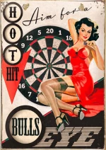Aim for a bulls eye vintage ξύλινος πίνακας 20x30 εκ