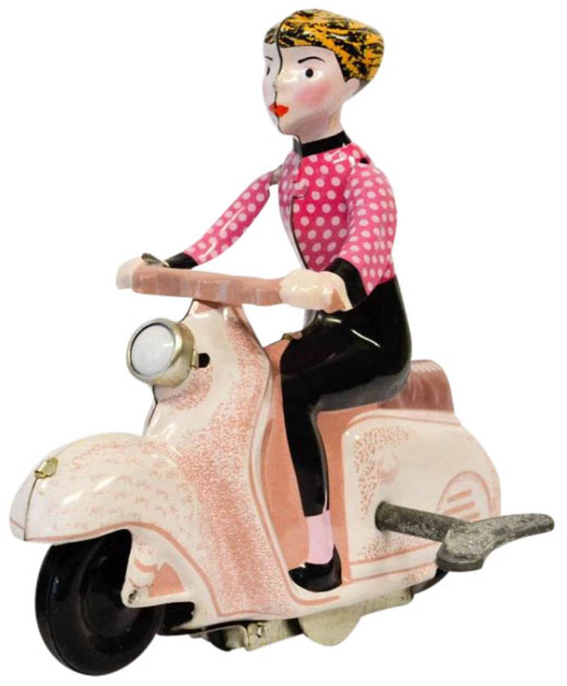 Vintage μεταλλικό scooter με αναβάτη ρόζ 14x18 εκ
