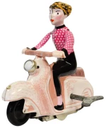 Vintage μεταλλικό scooter με αναβάτη ρόζ 14x18 εκ