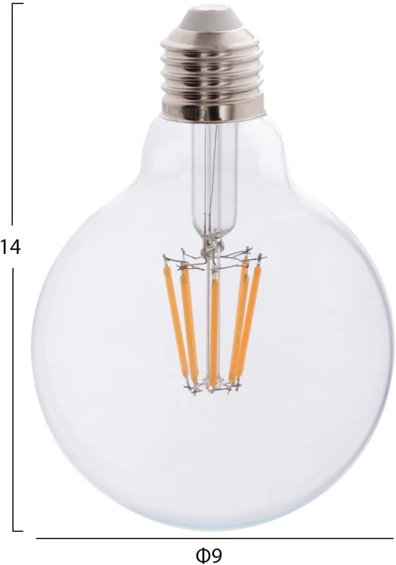 ΛΑΜΠΤΗΡΑΣ GLOBO LED FILAMENT 8W E27 3000K ΔΙΑΦΑΝΟΣ DIMMABLE HM4050.01 (1 Τεμμάχια)