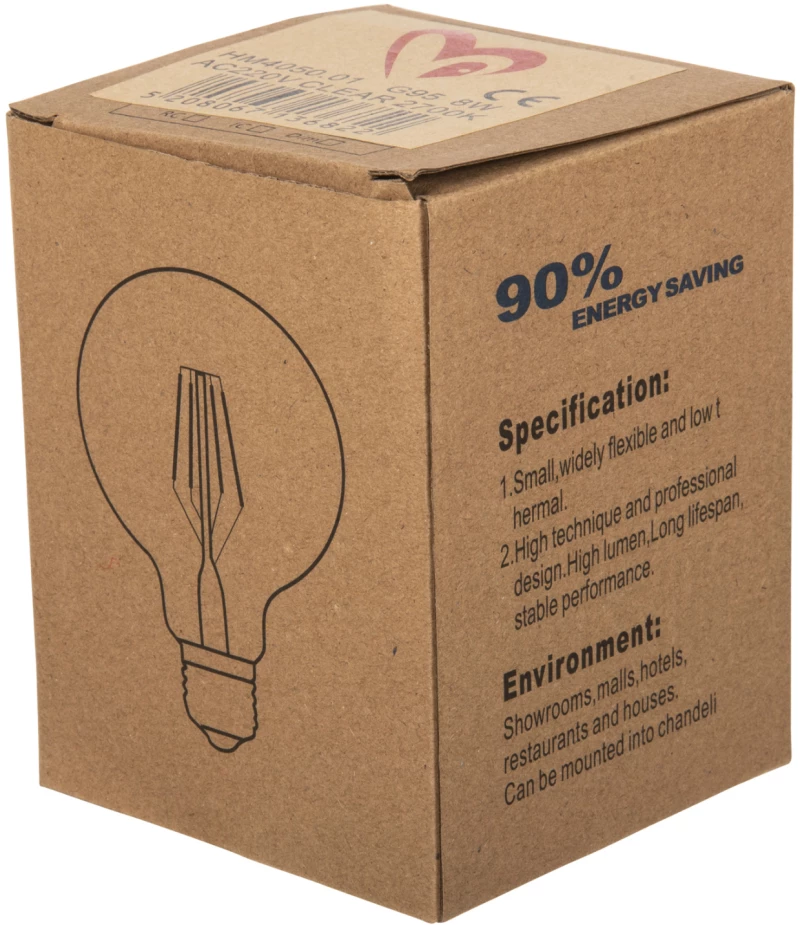 ΛΑΜΠΤΗΡΑΣ GLOBO LED FILAMENT 8W E27 3000K ΔΙΑΦΑΝΟΣ DIMMABLE HM4050.01 (1 Τεμμάχια)