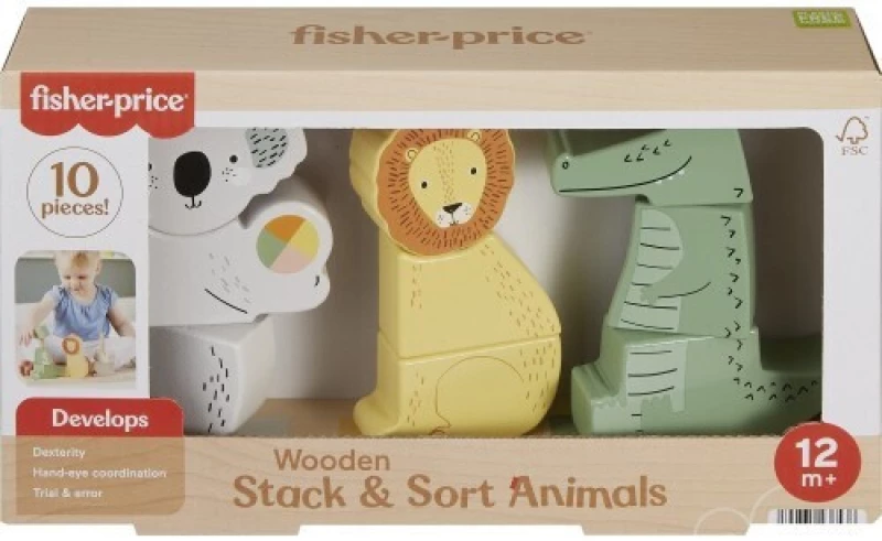 FISHER PRICE ΠΑΙΧΝΙΔΙ ΚΙΝΗΤΙΚΩΝ ΔΕΞΙΟΤΗΤΩΝ ΞΥΛΙΝΑ ΖΩΑΚΙΑ- HXV04