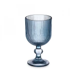 Ποτήρι νερού με πόδι ριγωτό μπλε σετ 6τεμ. 370ml/8,7x16,3cm