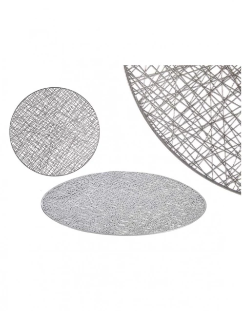 Σουπλά πλαστικό στρογγυλό ασημί Φ38cm