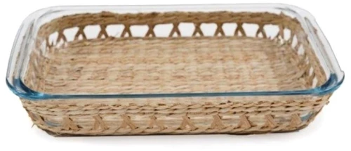Πυρέξ με ψάθινη βάση 34X21X6