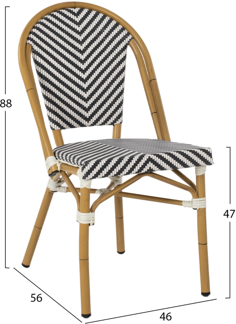 ΚΑΡΕΚΛΑ BAMBOO LOOK ΜΑΥΡΟ-ΛΕΥΚΟ HM5860.01 46x56x88Y εκ. (1 Τεμμάχια)