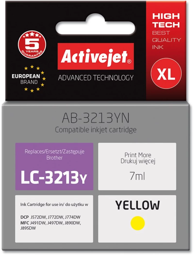 Activejet AB-3213YN Ink cartridge (replacement for Brother LC3213Y Supreme 7 ml yellow)
