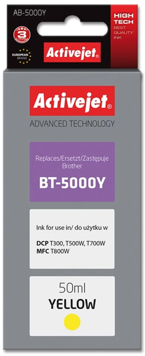 Activejet AB-5000Y Ink Bottle (replacement for Brother BT-5000Y Supreme 50 ml yellow)