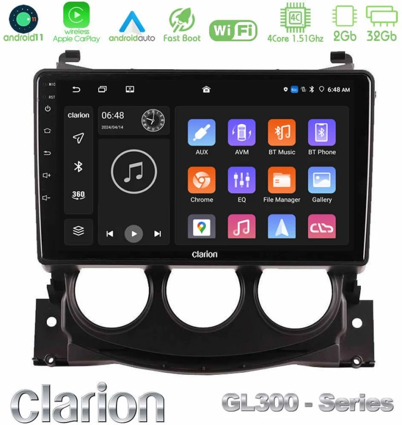 Clarion GL300 Series Nissan 370Z 2009-2013 4Core Android11 2+32GB Navigation Multimedia Tablet 9″ Με Carplay & Android Auto