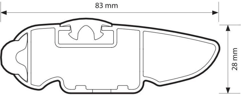 ΜΠΑΡΑ ΟΡΟΦΗΣ ΑΛΟΥΜΙΝΙΟΥ 119cm ΑΣΗΜΙ SILENZIO CX ORIGINE SYSTEM ( STANDARD / FLUSH RAILING) NORDRIVE - 1 ΤΕΜ.