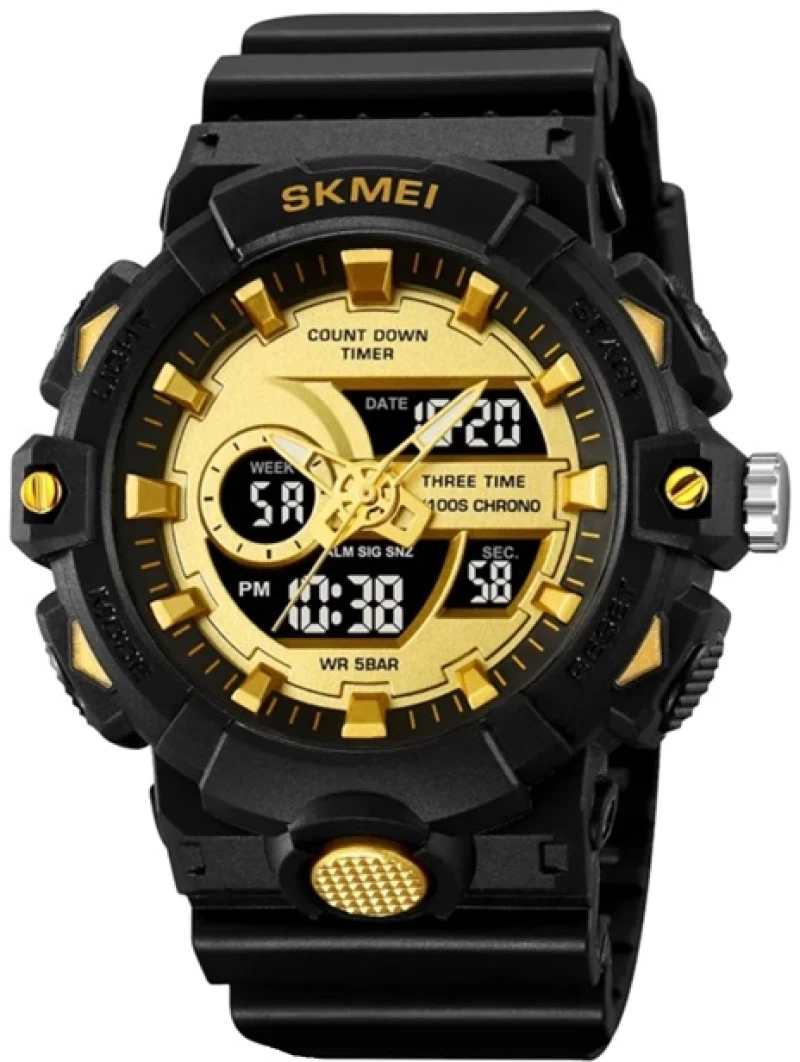 Ψηφιακό/αναλογικό ρολόι χειρός – Skmei - 2225 - Black/Gold