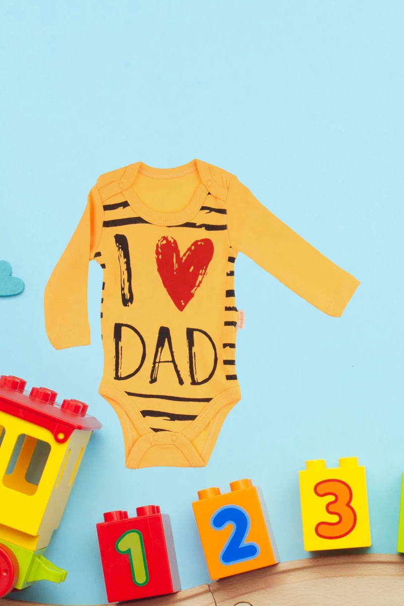 Κορμάκι Βρεφικό Μακρύ Μανίκι Love Dad D2254 - ΚΙΤΡΙΝΟ