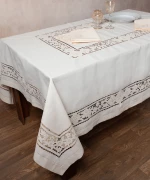 Χειροποίητο τραπεζομάντηλο 682 (170cm x 170cm) μπεζ - -