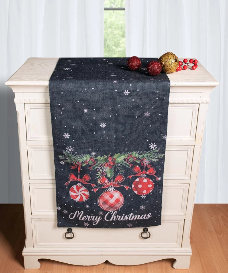 Χριστουγεννιάτικη Τραβέρσα με στάμπα (45cm x 170cm) ks2025-17 - -