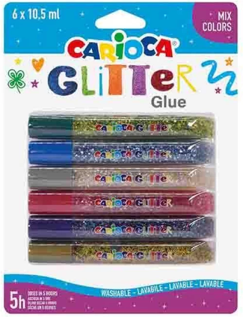 443210 CARIOCA GLITTER GLUE MIX 6X10,5ML ΤΕΜ