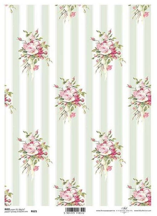 443364 ΡΙΖΟΧΑΡΤΟ "STRIPES BOUQUETS" 21X29ΕΚ. (ITD-R621) ΠΑΚ