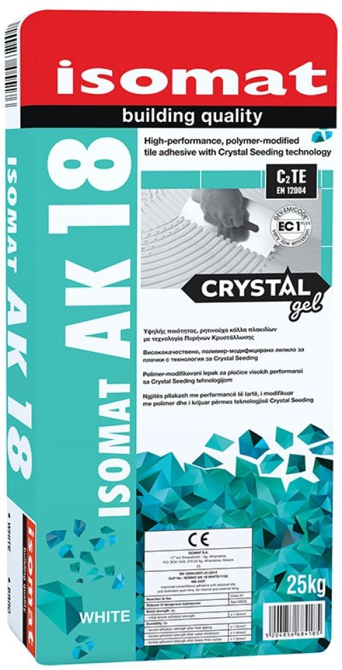 Isomat AK-18 Crystal Gel Υψηλής ποιότητας, ρητινούχα κόλλα πλακιδίων με τεχνολογία Crystal Gel 25kg