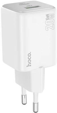 Φορτιστής Ταξιδίου Hoco N41 Almighty με 2 Εξόδους Φόρτισης USB QC3.0 18W και USB-C PD20W Λευκός